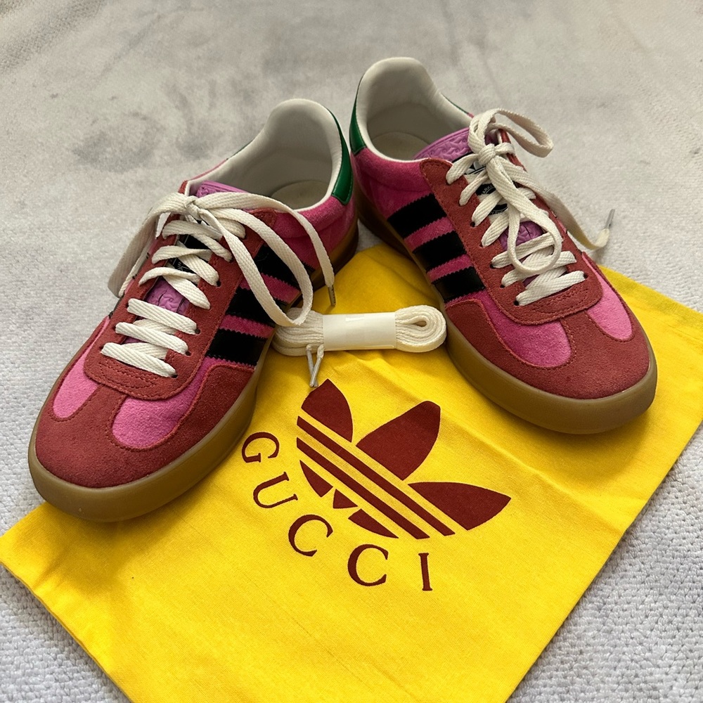 GUCCI x ADIDAS PINK GAZELLE SNEAKERS WITH DUST BAG NO BOX